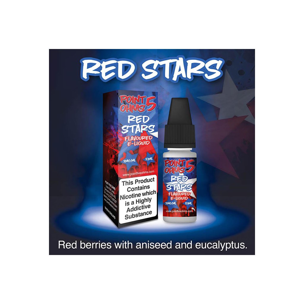Red stars - POINT 5 OHMS - ECO VAPE - 10ml Red stars - POINT 5 OHMS - ECO VAPE - 10ml